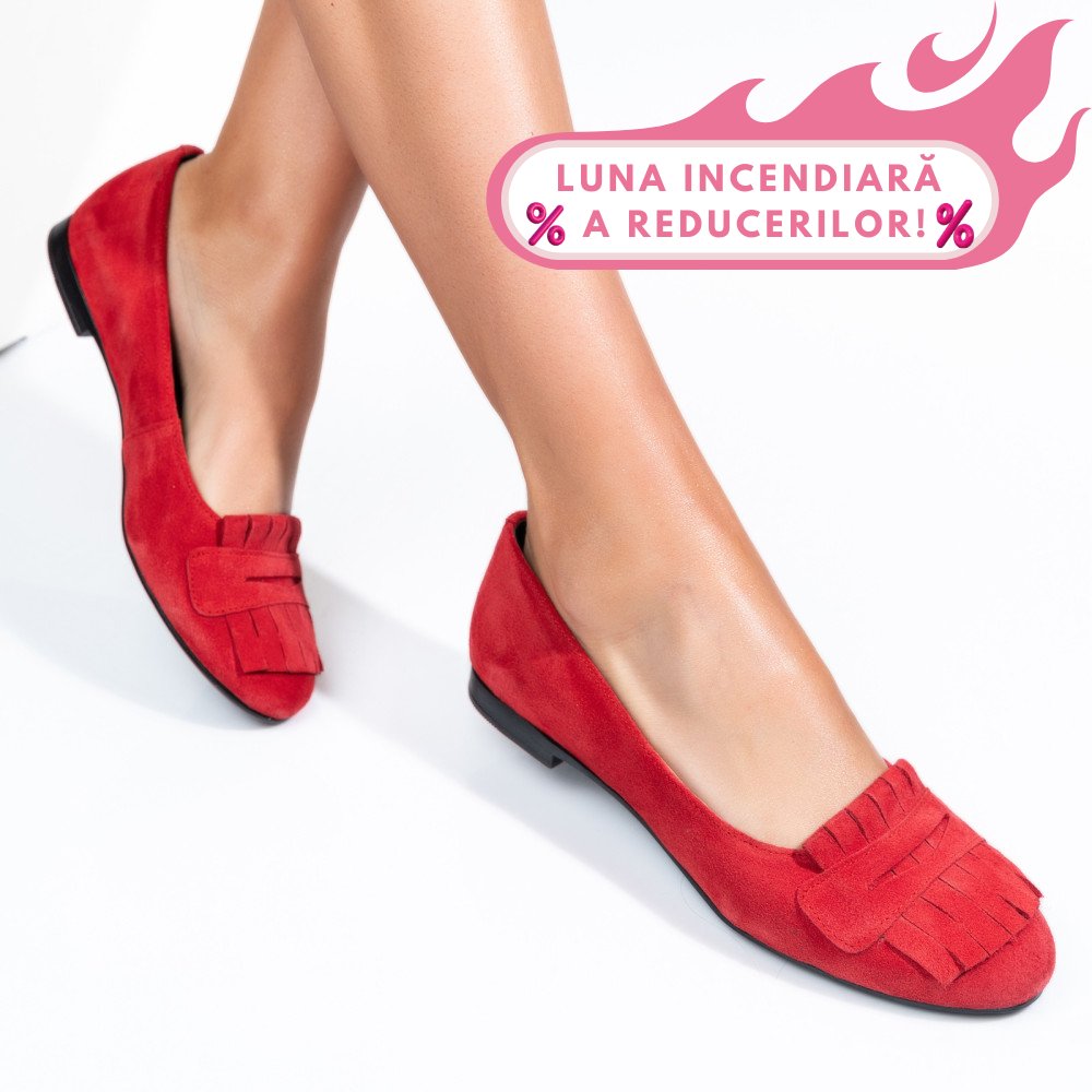 BALERINI ROSII PIELE NATURALA INTOARSA 3S7703
