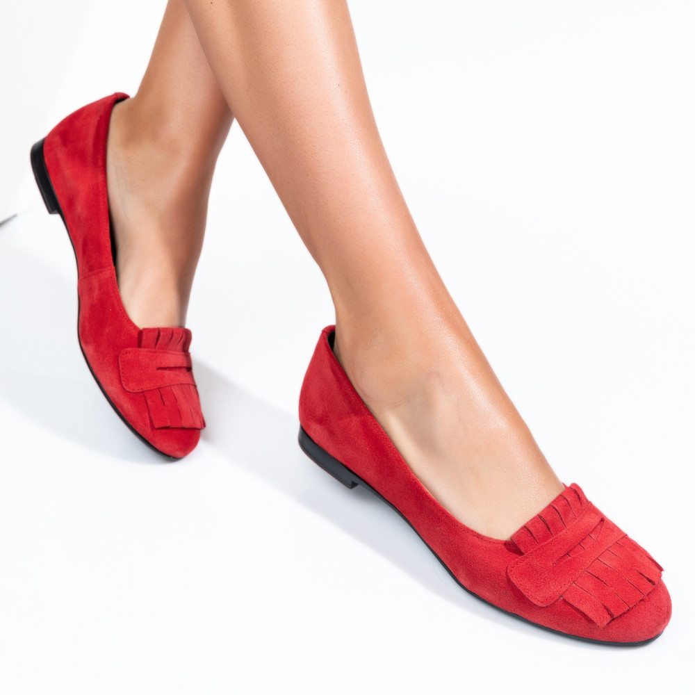 BALERINI ROSII PIELE NATURALA INTOARSA 3S7703