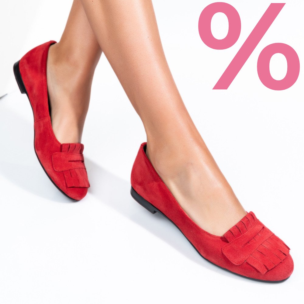 BALERINI ROSII PIELE NATURALA INTOARSA 3S7703