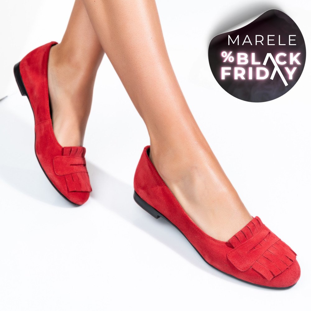 BALERINI ROSII PIELE NATURALA INTOARSA 3S7703