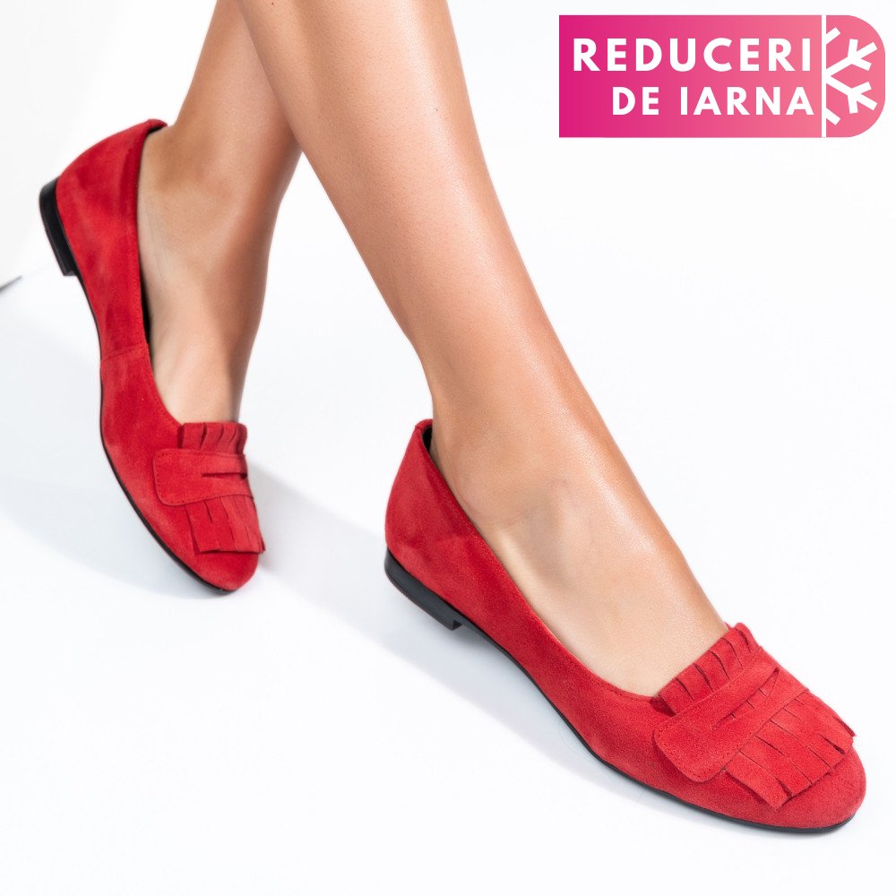 BALERINI ROSII PIELE NATURALA INTOARSA 3S7703