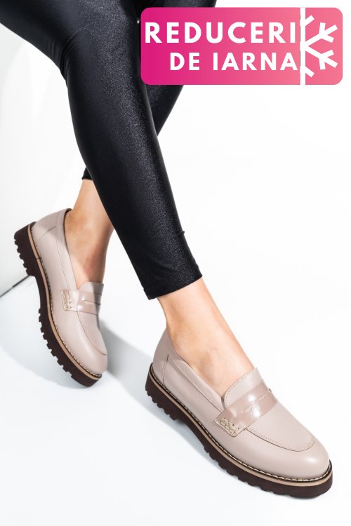 Mocasini taupe piele naturala 2pc21648np