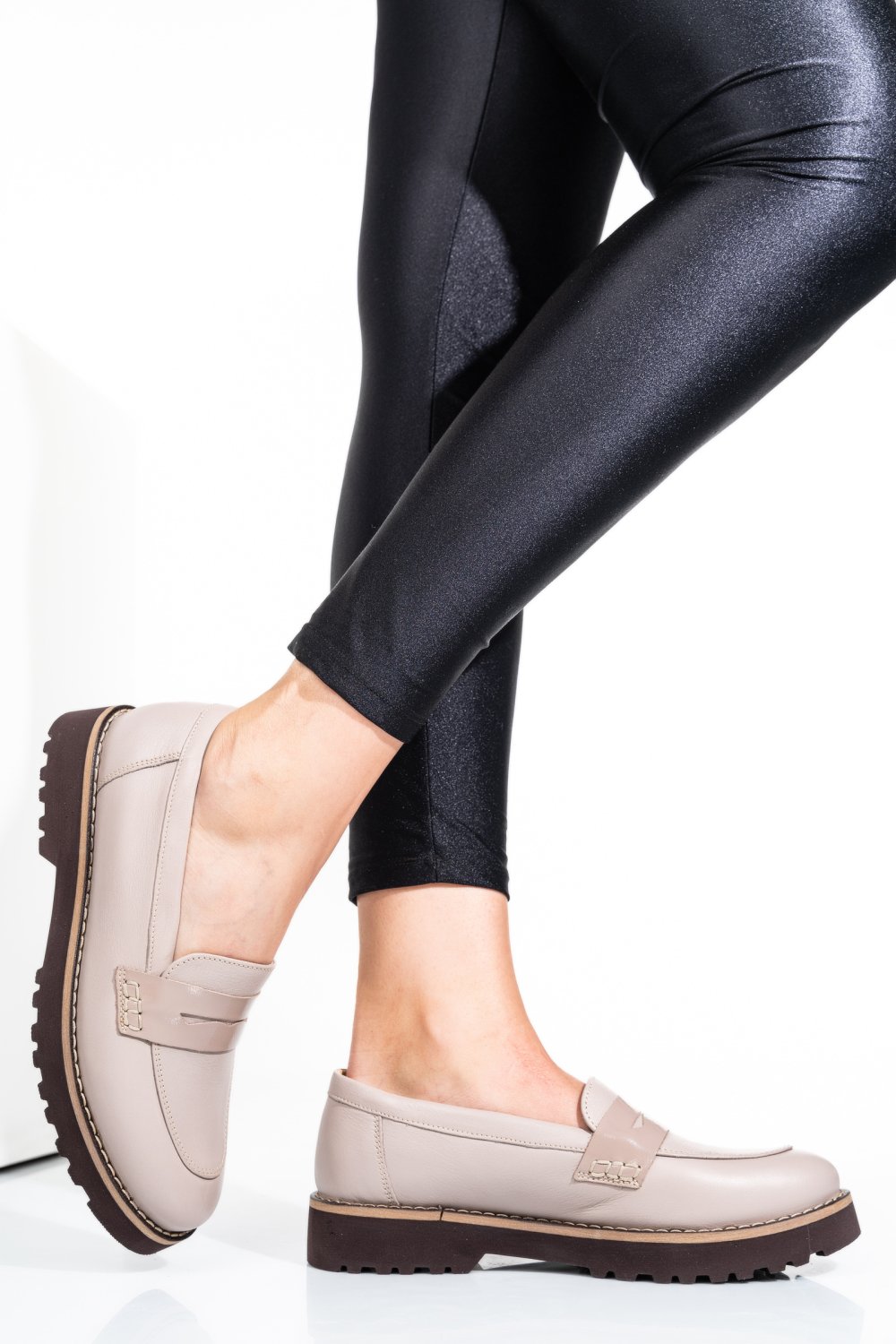 MOCASINI TAUPE PIELE NATURALA 2PC21648NP