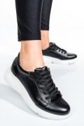 PANTOFI SPORT NEGRU ALB PIELE NATURALA 3S77011B