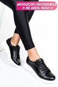 PANTOFI SPORT NEGRU ALB PIELE NATURALA 3S77011B