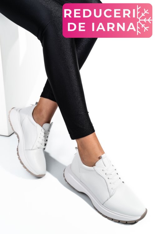 Pantofi sport albi piele naturala 241613np