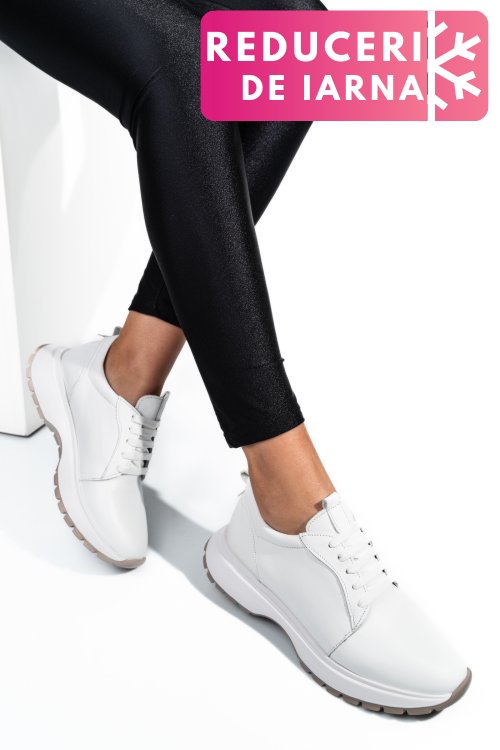 Pantofi sport albi piele naturala 241613np