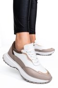 PANTOFI SPORT ALB TAUPE PIELE NATURALA 241614NP