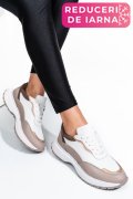 PANTOFI SPORT ALB TAUPE PIELE NATURALA 241614NP