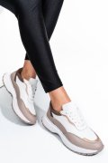 PANTOFI SPORT ALB TAUPE PIELE NATURALA 241614NP