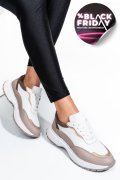 PANTOFI SPORT ALB TAUPE PIELE NATURALA 241614NP