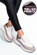 PANTOFI SPORT ALB TAUPE PIELE NATURALA 241614NP