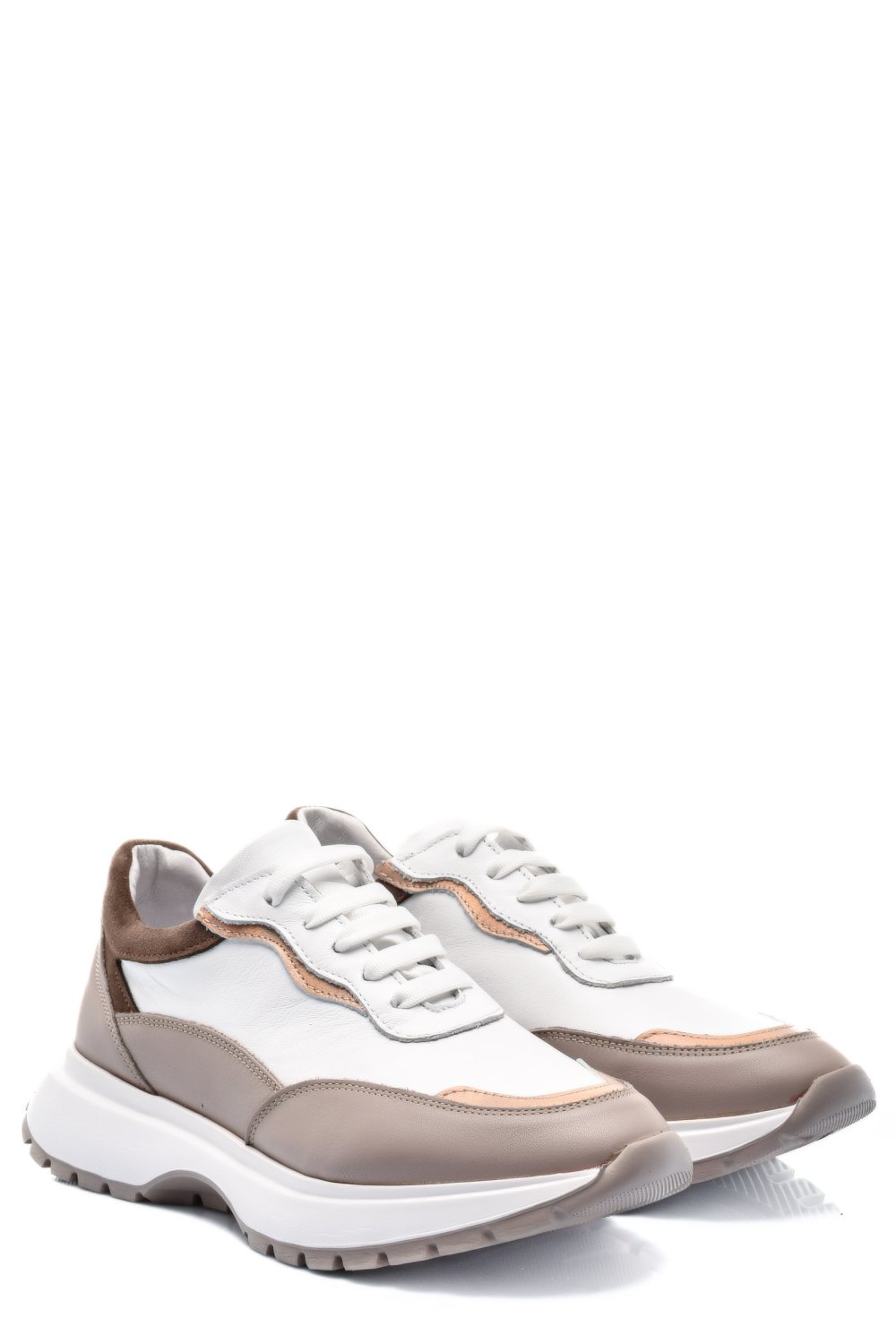 PANTOFI SPORT ALB TAUPE PIELE NATURALA 241614NP