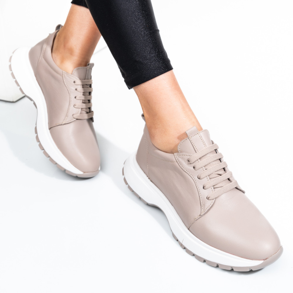 PANTOFI SPORT TAUPE PIELE NATURALA 241613NP