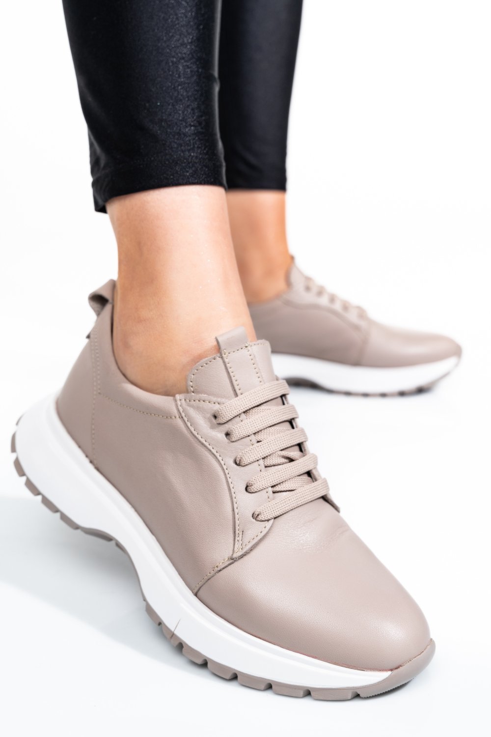 PANTOFI SPORT TAUPE PIELE NATURALA 241613NP
