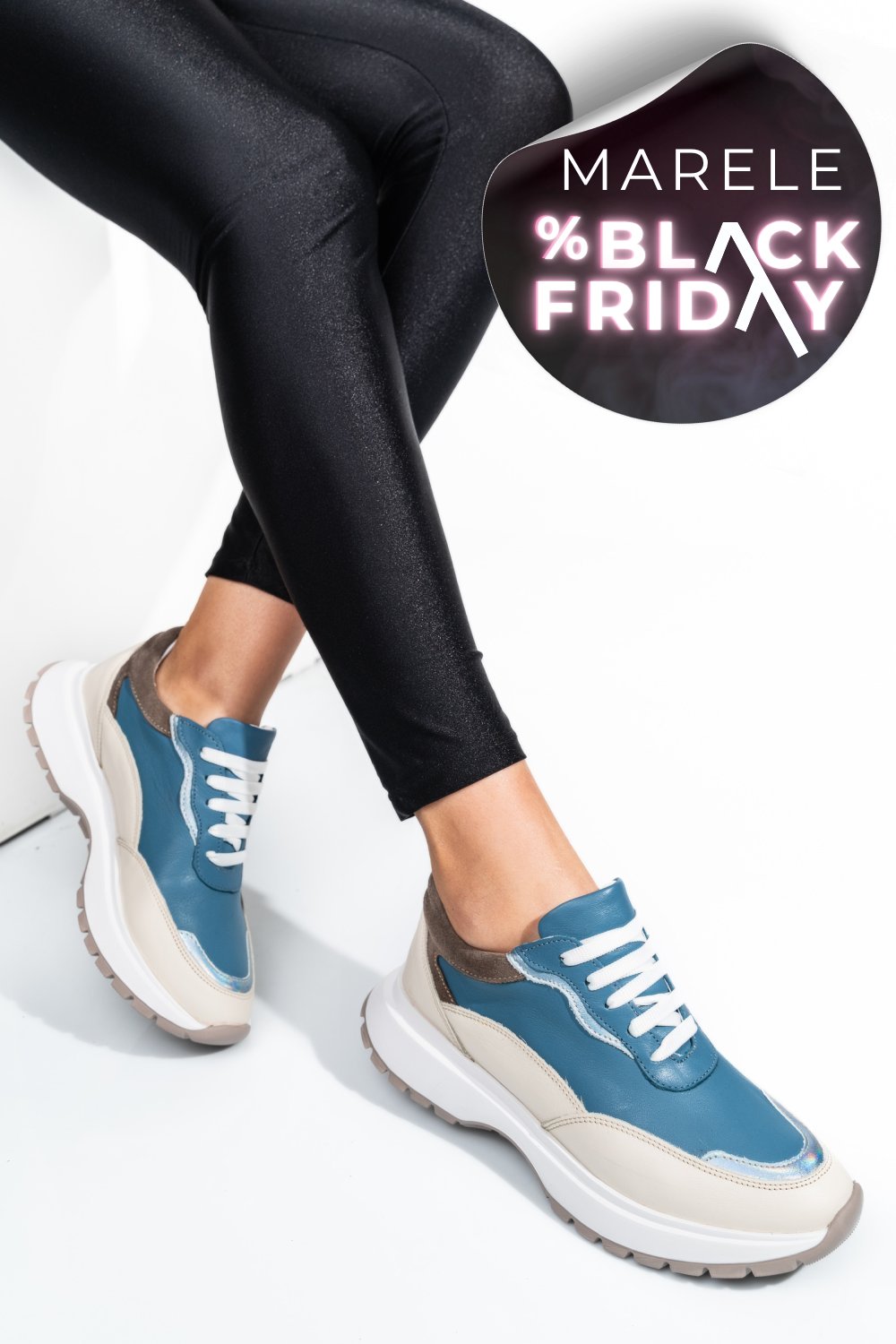 PANTOFI SPORT ALBASTRU BEJ PIELE NATURALA 241614NP