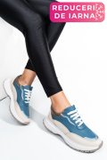 PANTOFI SPORT ALBASTRU BEJ PIELE NATURALA 241614NP