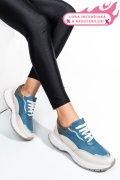 PANTOFI SPORT ALBASTRU BEJ PIELE NATURALA 241614NP