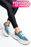 PANTOFI SPORT ALBASTRU BEJ PIELE NATURALA 241614NP