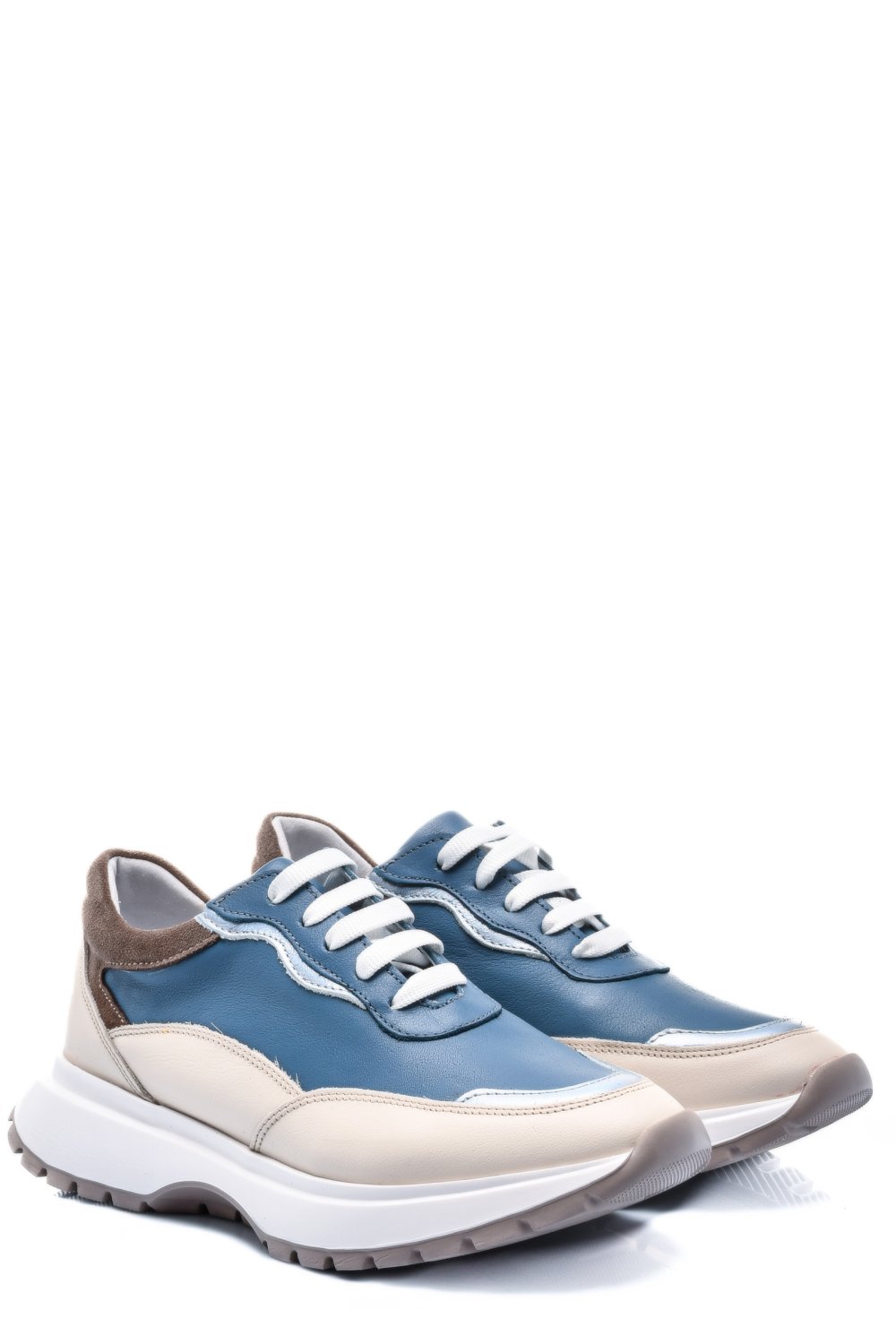 PANTOFI SPORT ALBASTRU BEJ PIELE NATURALA 241614NP