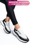 PANTOFI SPORT NEGRU ALB PIELE NATURALA 241614NP