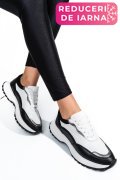 PANTOFI SPORT NEGRU ALB PIELE NATURALA 241614NP