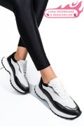 PANTOFI SPORT NEGRU ALB PIELE NATURALA 241614NP