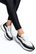 PANTOFI SPORT NEGRU ALB PIELE NATURALA 241614NP