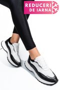 PANTOFI SPORT NEGRU ALB PIELE NATURALA 241614NP