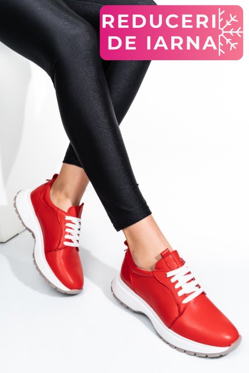 Pantofi sport rosii piele naturala 241613np