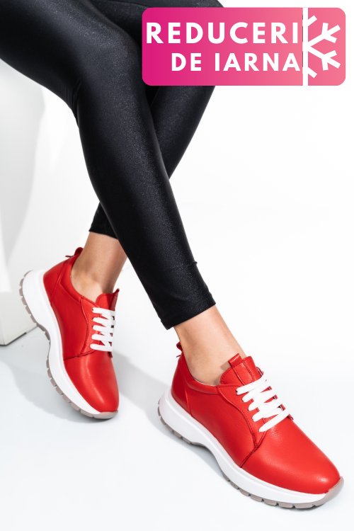 Pantofi sport rosii piele naturala 241613np