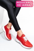 PANTOFI SPORT ROSII PIELE NATURALA 241613NP