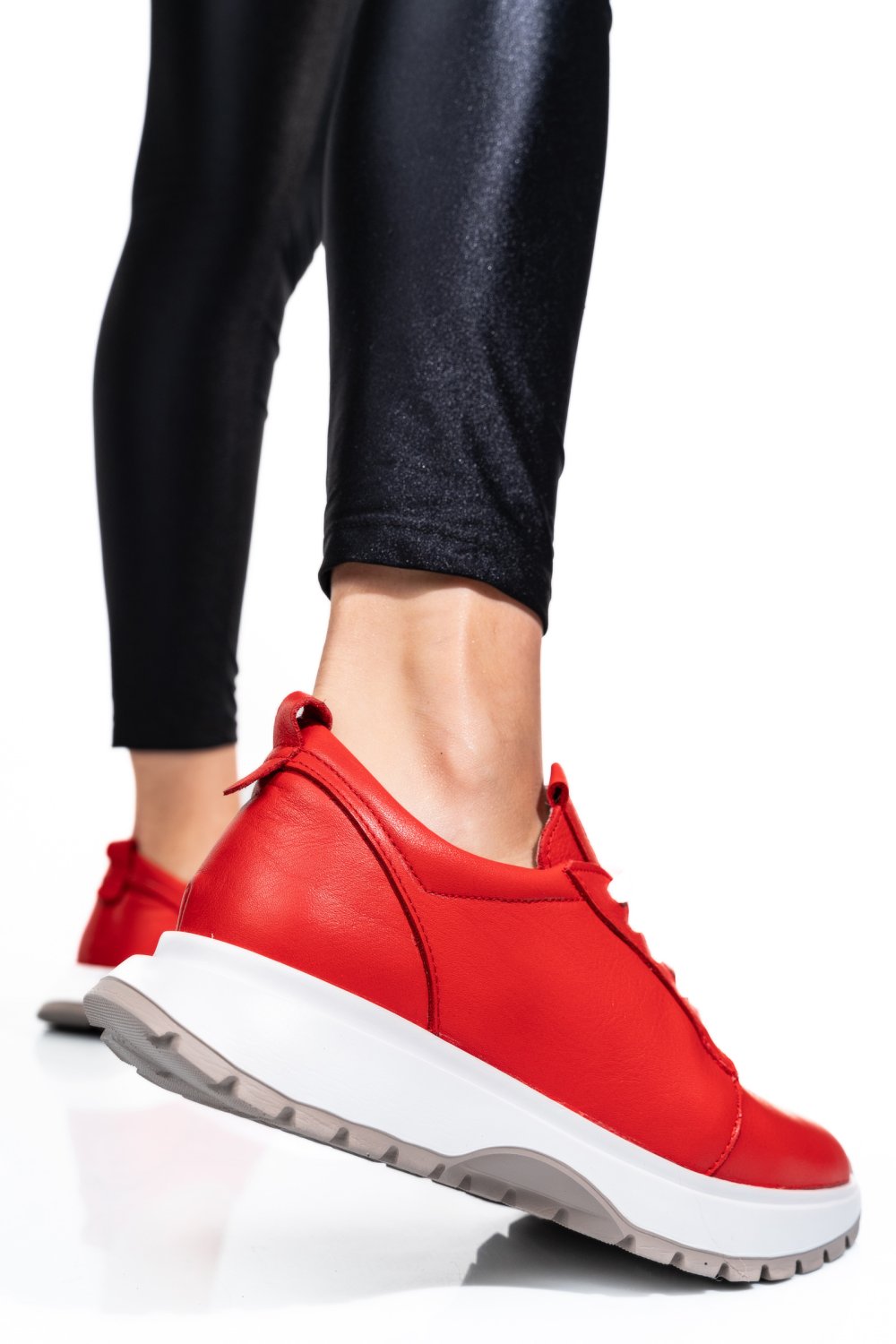 PANTOFI SPORT ROSII PIELE NATURALA 241613NP