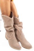 CIZME BEJ PIELE NATURALA INTOARSA 2S7721821NBK