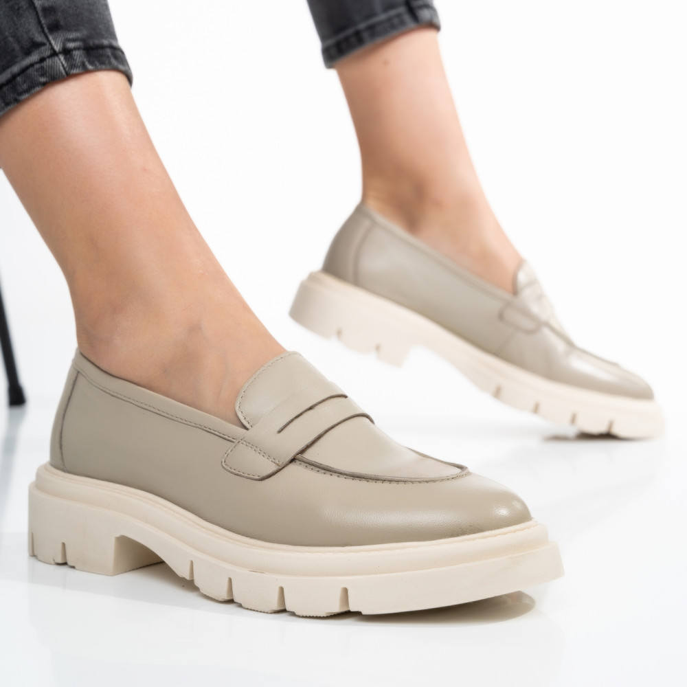 MOCASINI BEJ PIELE NATURALA 1S770042