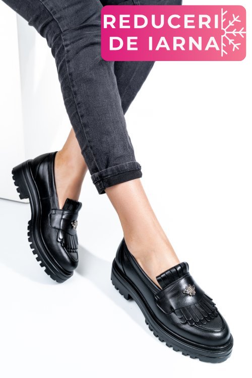 Mocasini negri piele naturala 3s7701