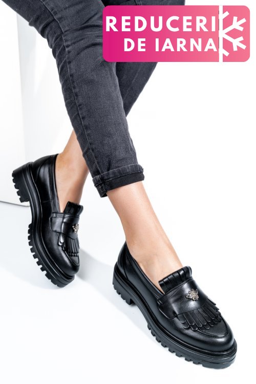 Mocasini negri piele naturala 3s7701