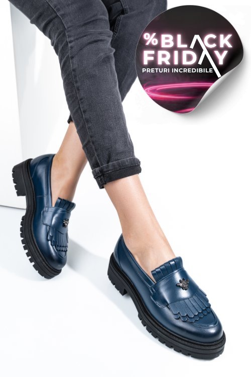 Mocasini bleumarin piele naturala 3s7701