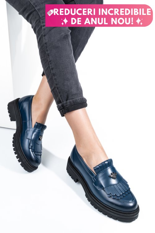 Mocasini bleumarin piele naturala 3s7701