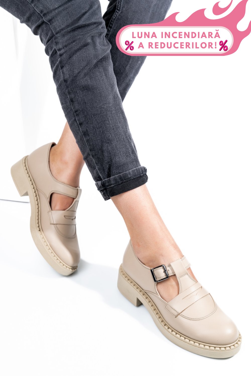 PANTOFI CREM PIELE NATURALA 4S7739