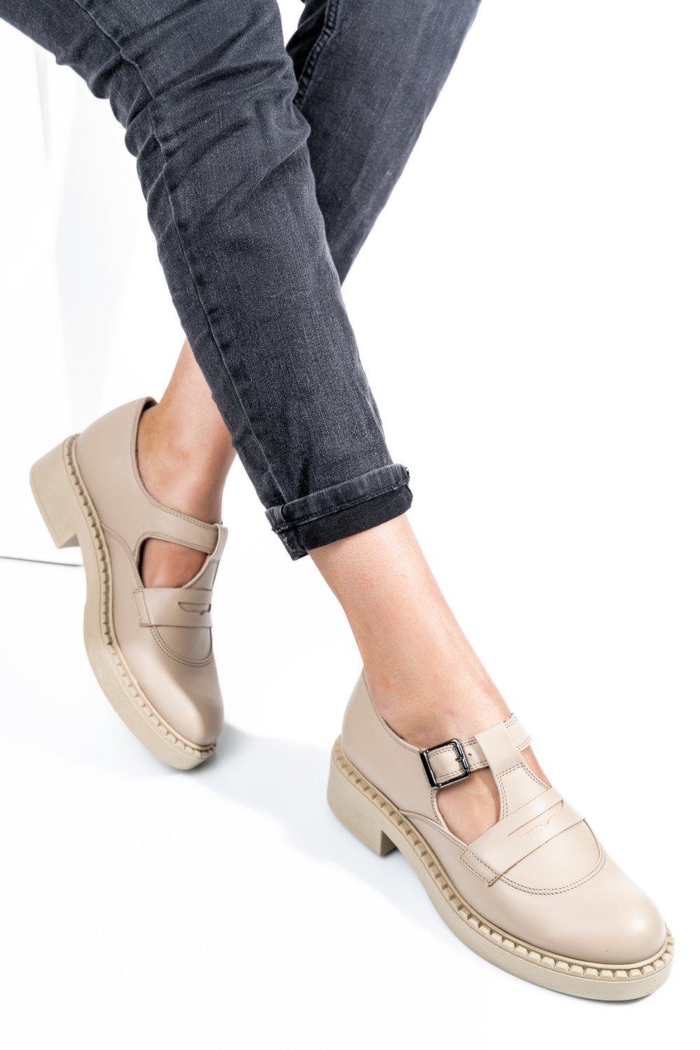 PANTOFI CREM PIELE NATURALA 4S7739