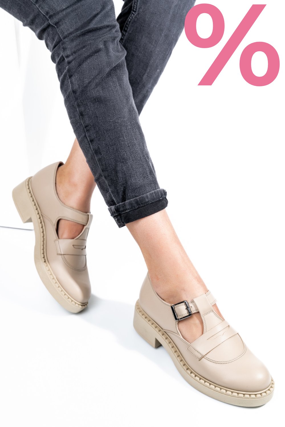 PANTOFI CREM PIELE NATURALA 4S7739