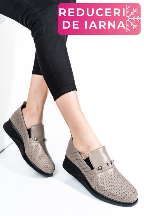 Pantofi gri piele naturala 4s7747