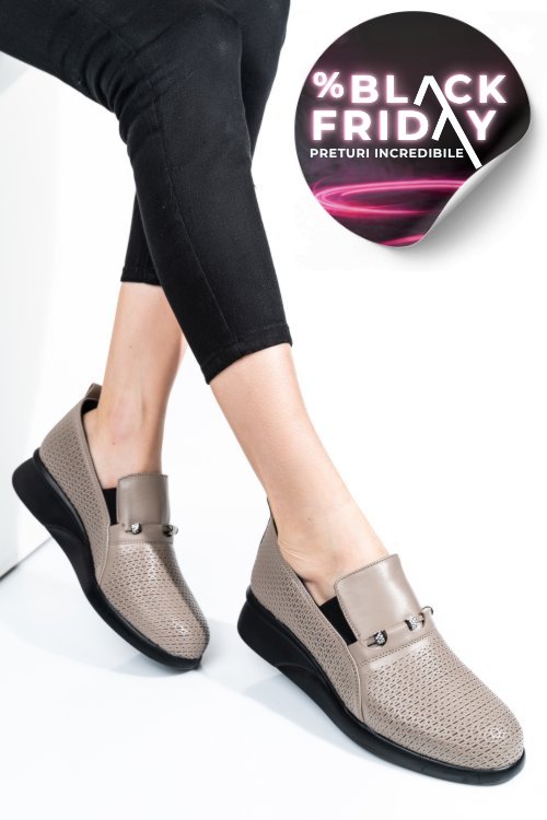 Pantofi gri piele naturala 4s7747