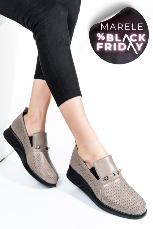 Pantofi gri piele naturala 4s7747