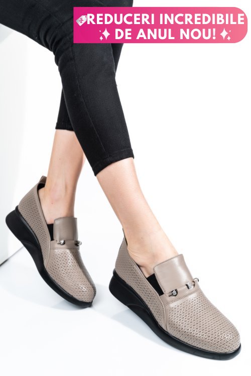 Pantofi gri piele naturala 4s7747