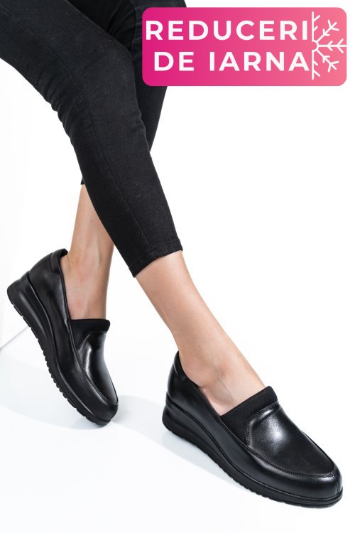 Pantofi negri piele naturala 4s7738