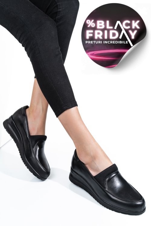 Pantofi negri piele naturala 4s7738