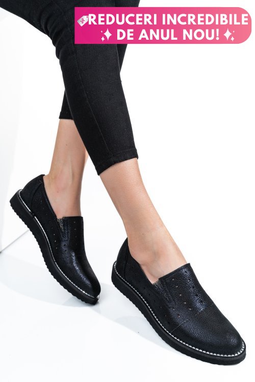 Pantofi negru sidef piele naturala 1pc14155