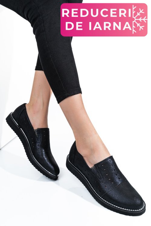 Pantofi negru sidef piele naturala 1pc14155